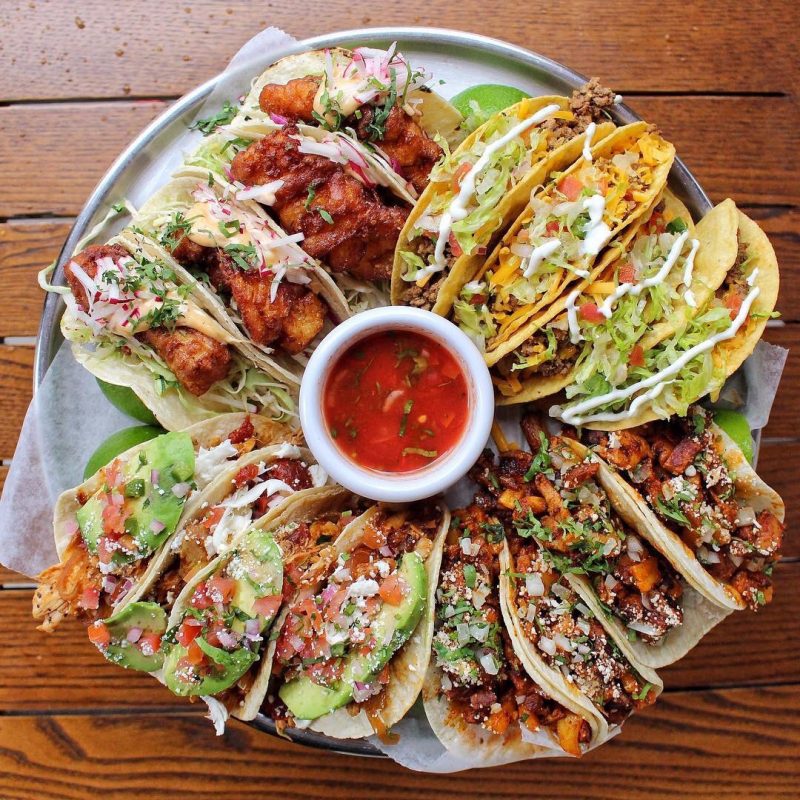 Variety platter of tacos